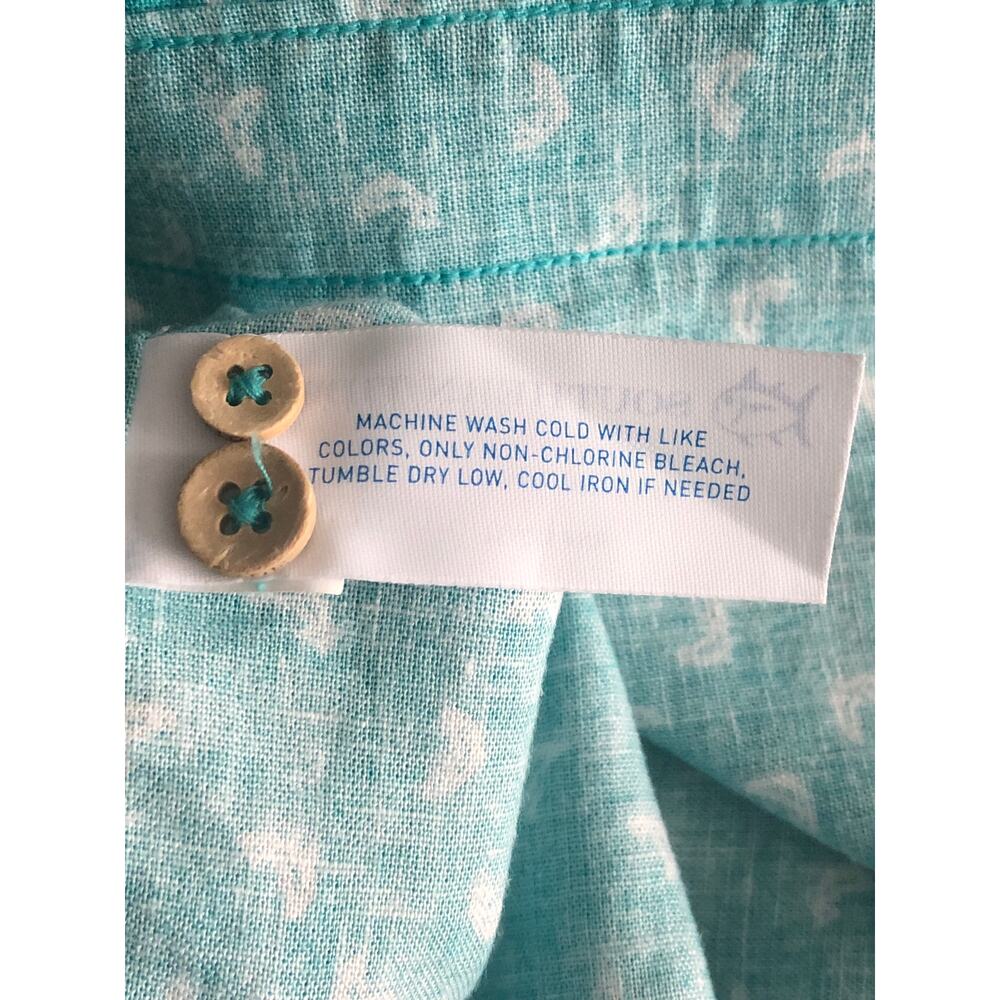 Southern Tide Sports Shirt Linen Rayon Turquoise Men's Small NEW - Picture 9 of 9